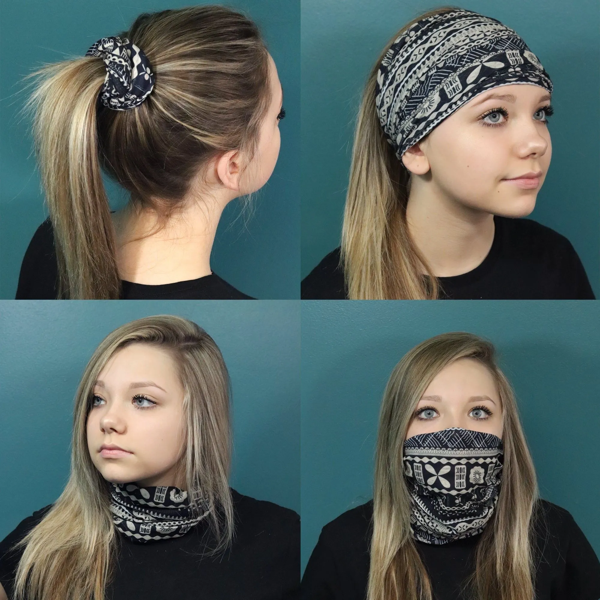 Black Neck Gaiter Headbands - 12 Pack