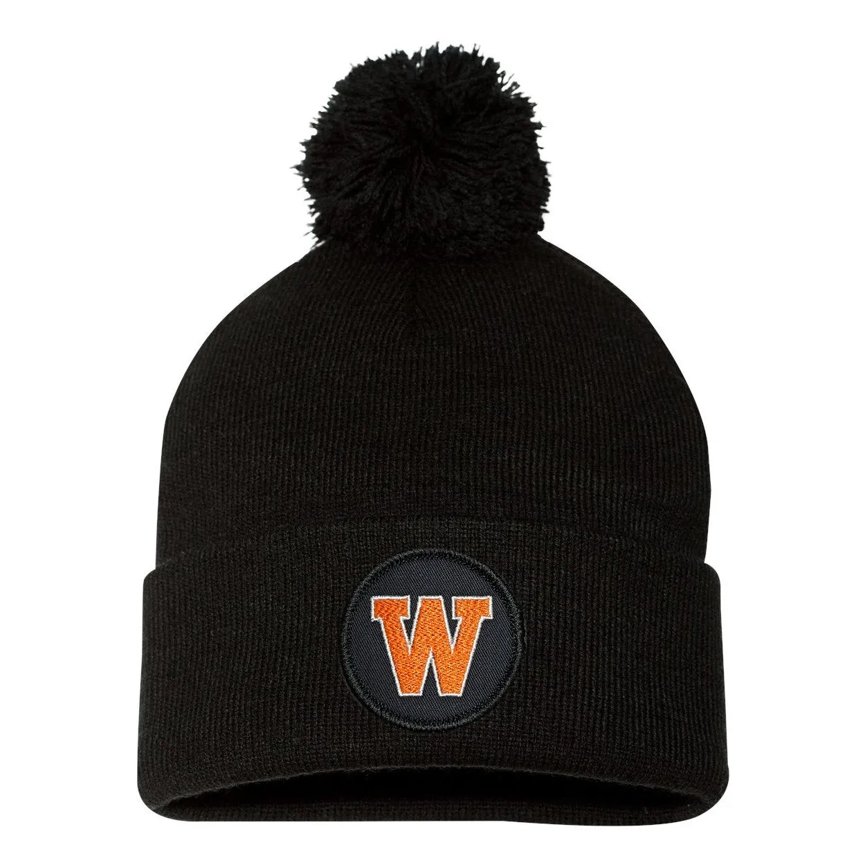 Black Round Patch West De Pere Beanies