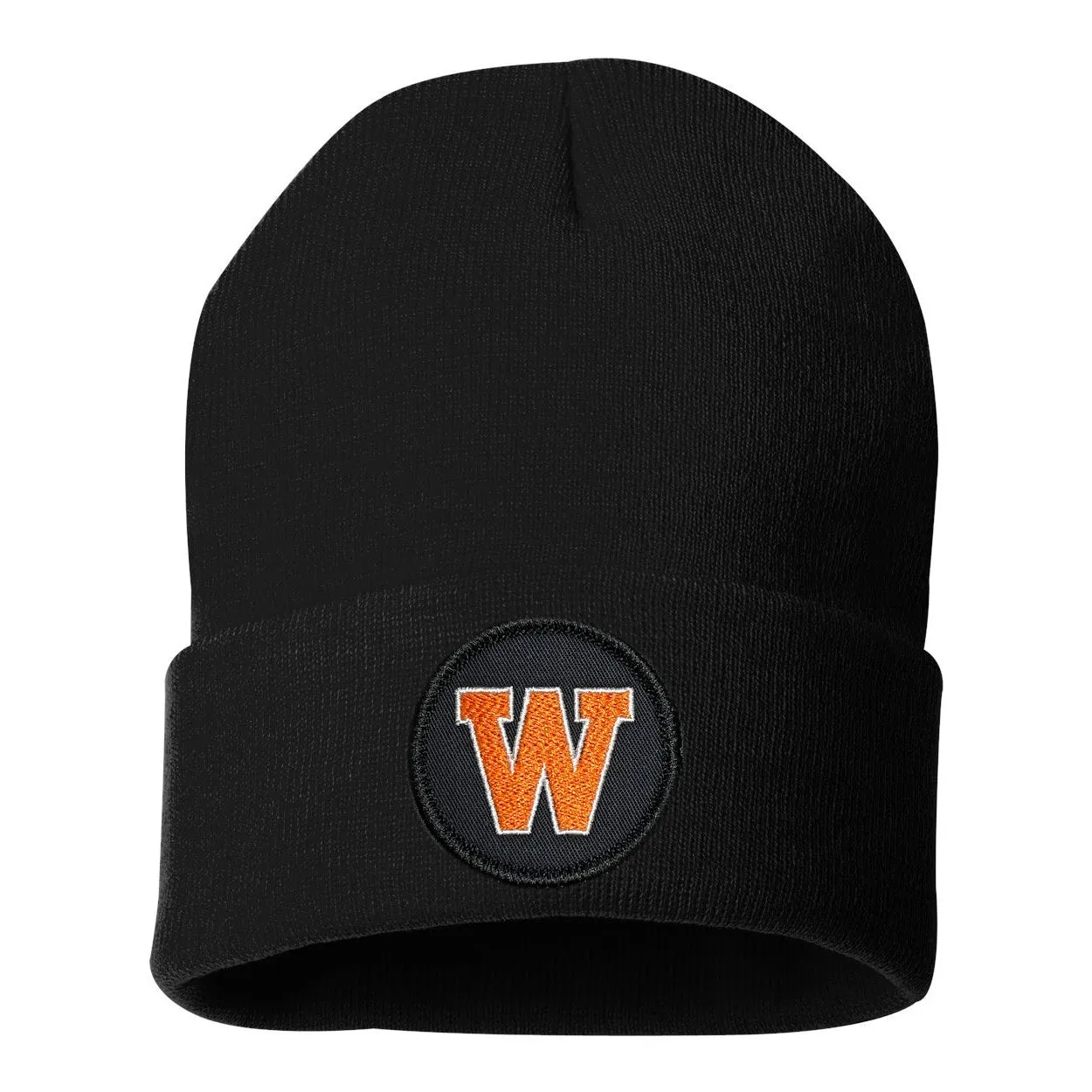 Black Round Patch West De Pere Beanies