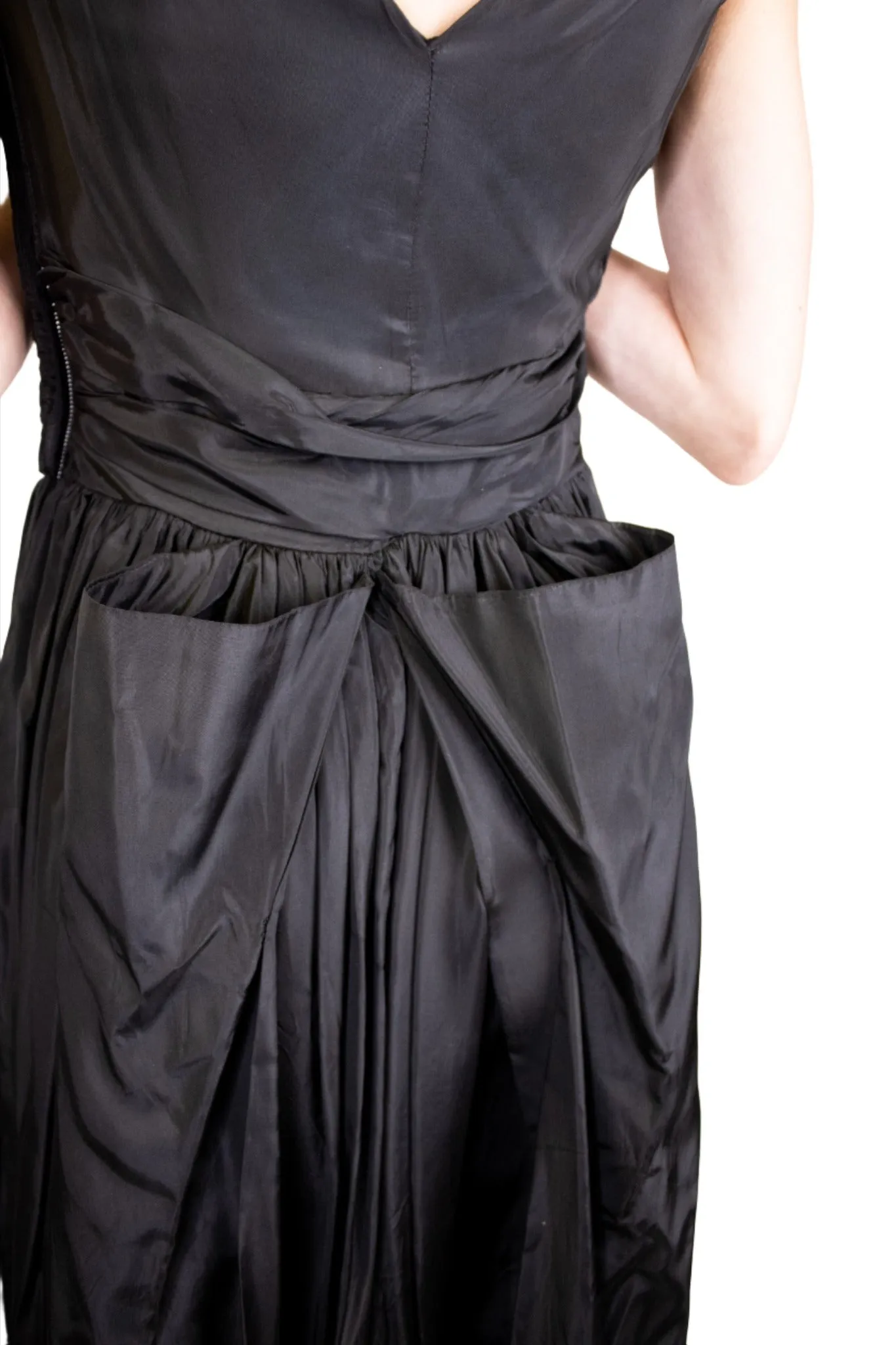 Black Taffeta Aline Evening Gown 1940s