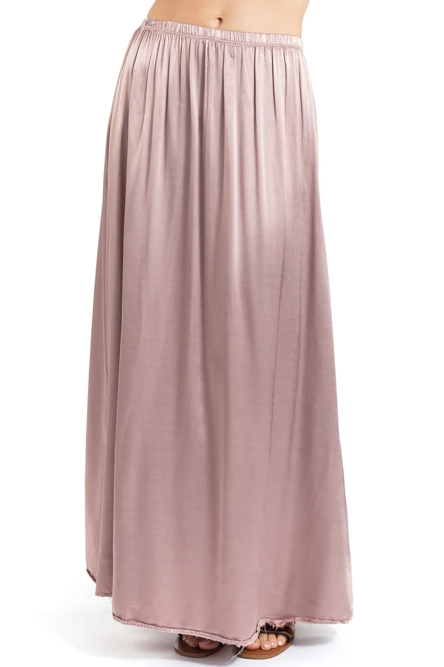 Boho High Waist Satin Maxi Skirt