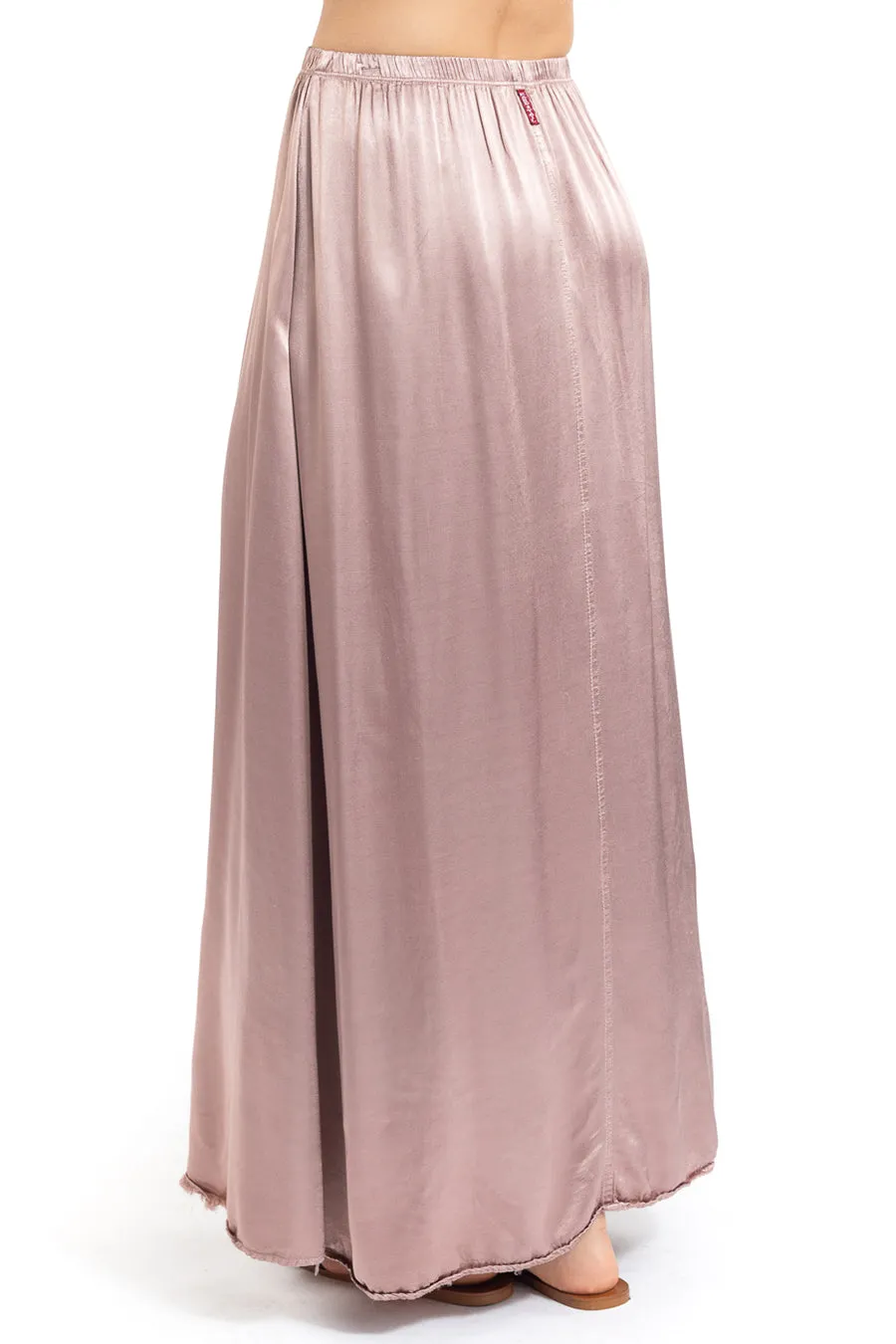 Boho High Waist Satin Maxi Skirt