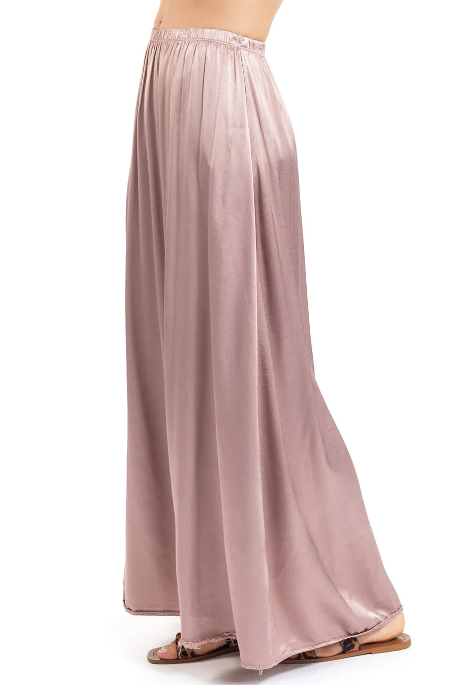 Boho High Waist Satin Maxi Skirt