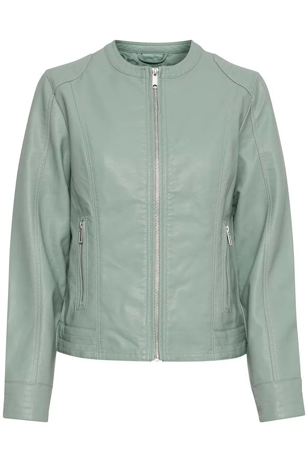 Byoung Byacom Faux Leather Jacket Green