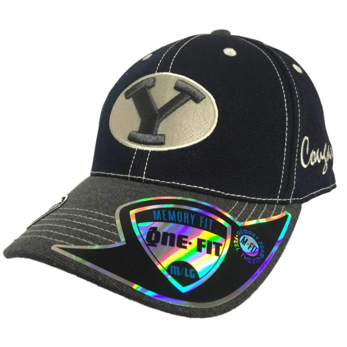 BYU Cougars TOW Navy Gray High Post Memory Flexfit Structured Hat Cap