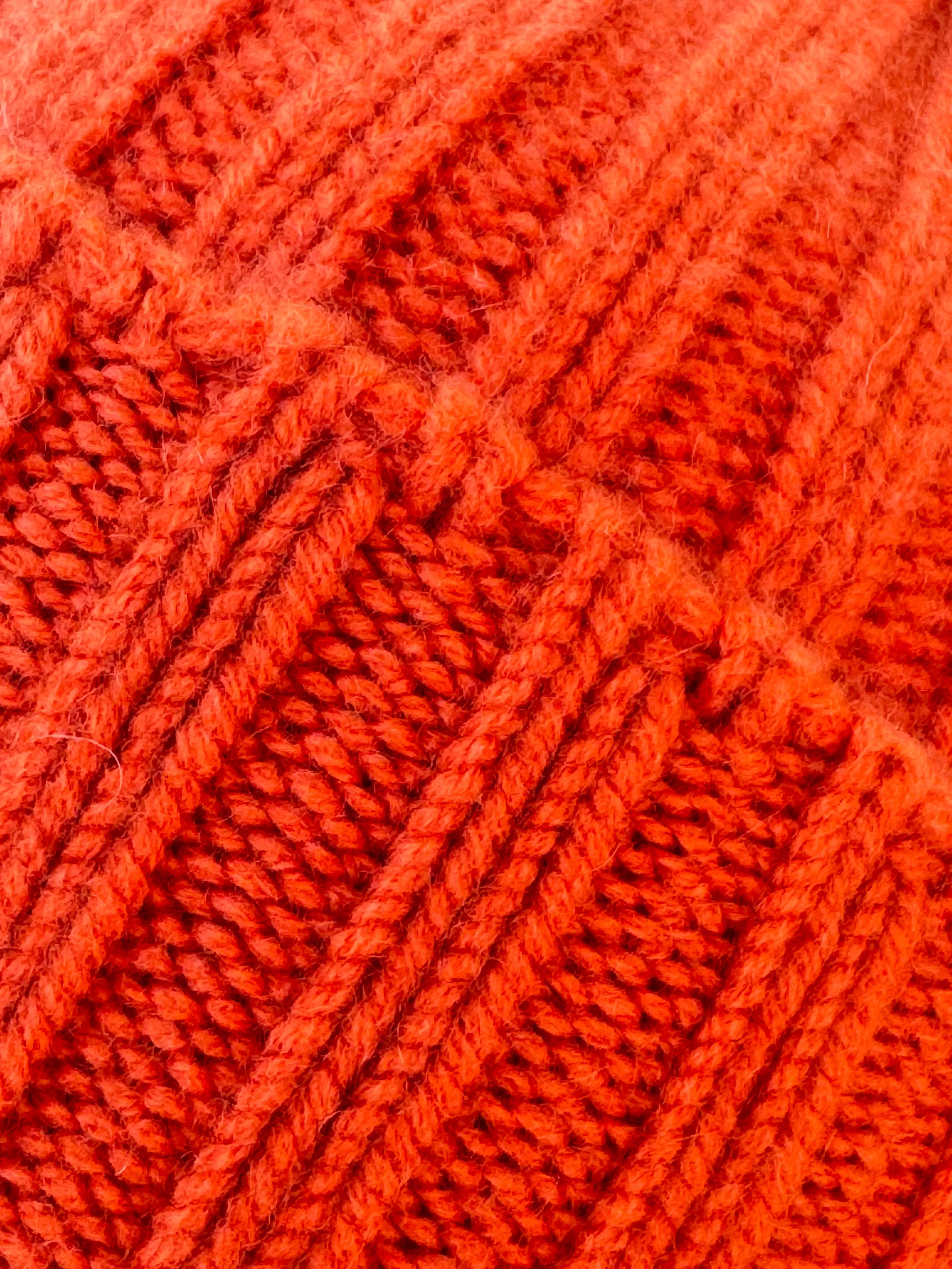 Cableami Orange Cashmere Knit Beanie