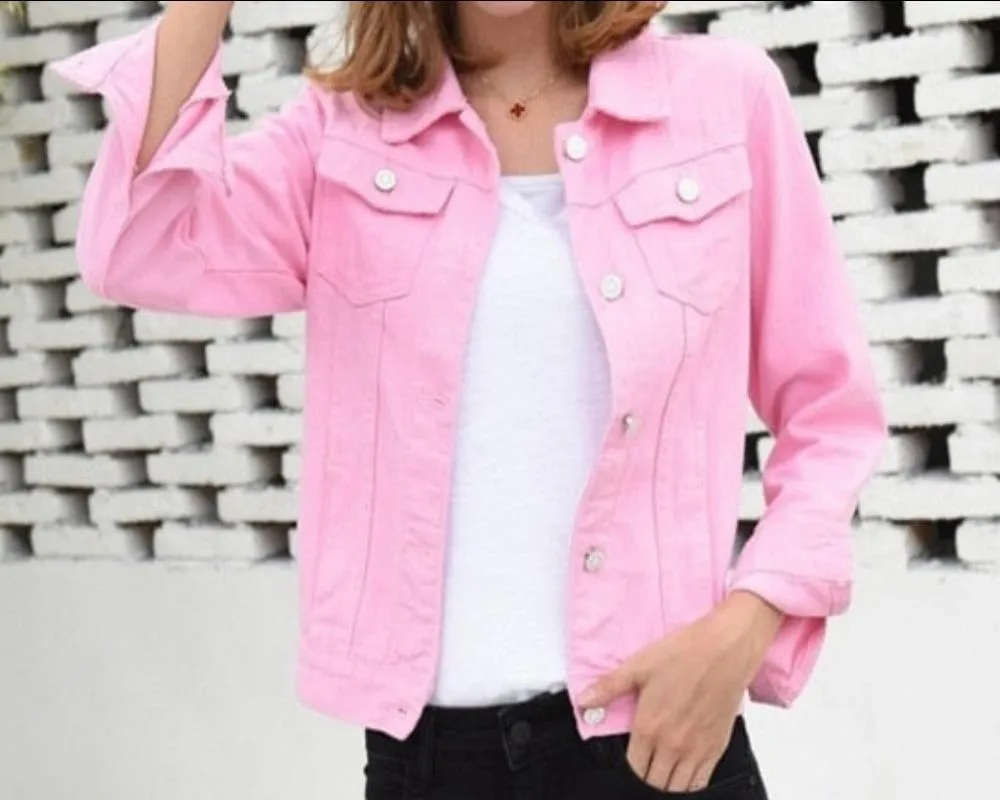 Candy Color Short Denim Jacket