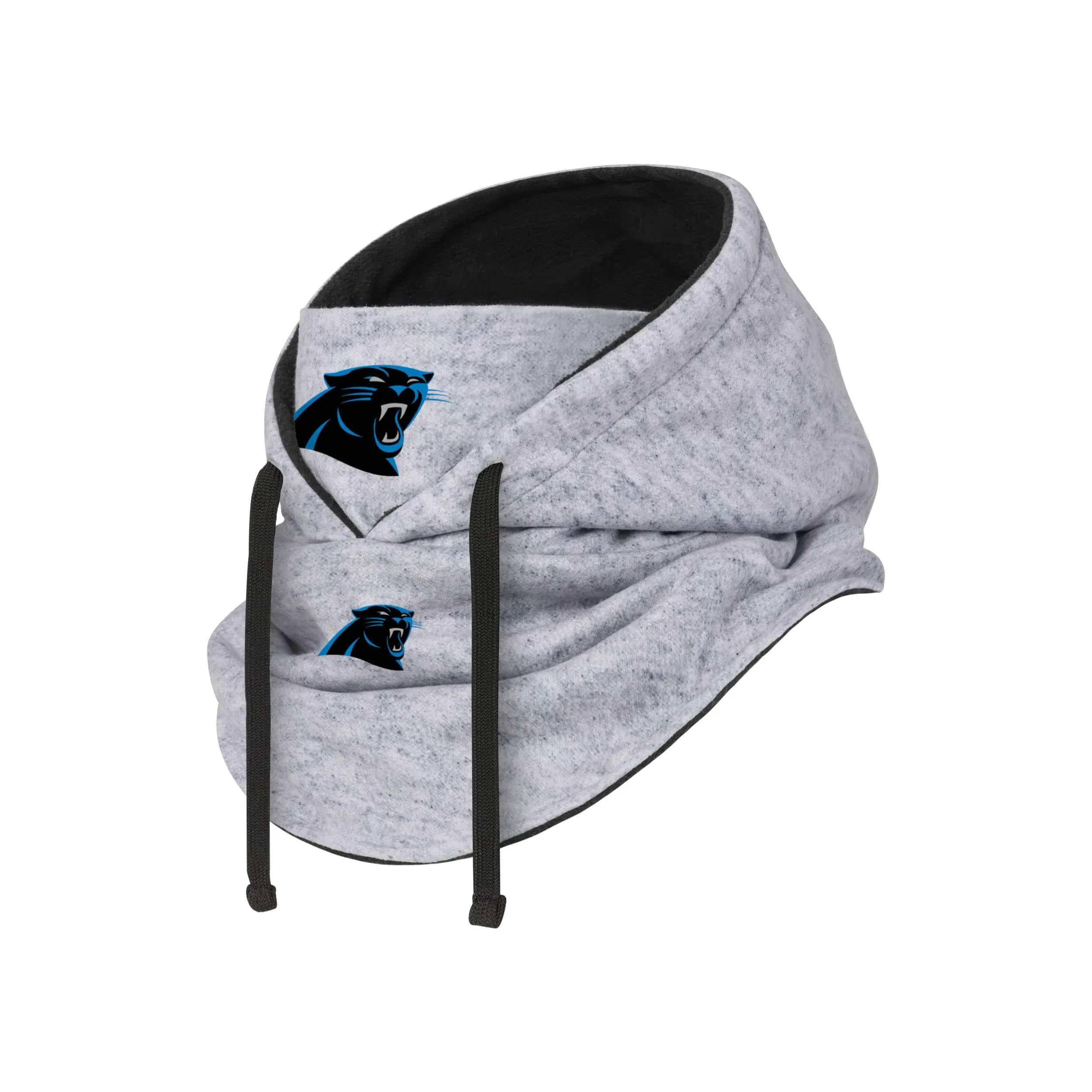 Carolina Panthers NFL Heather Gray Drawstring Hooded Gaiter Scarf