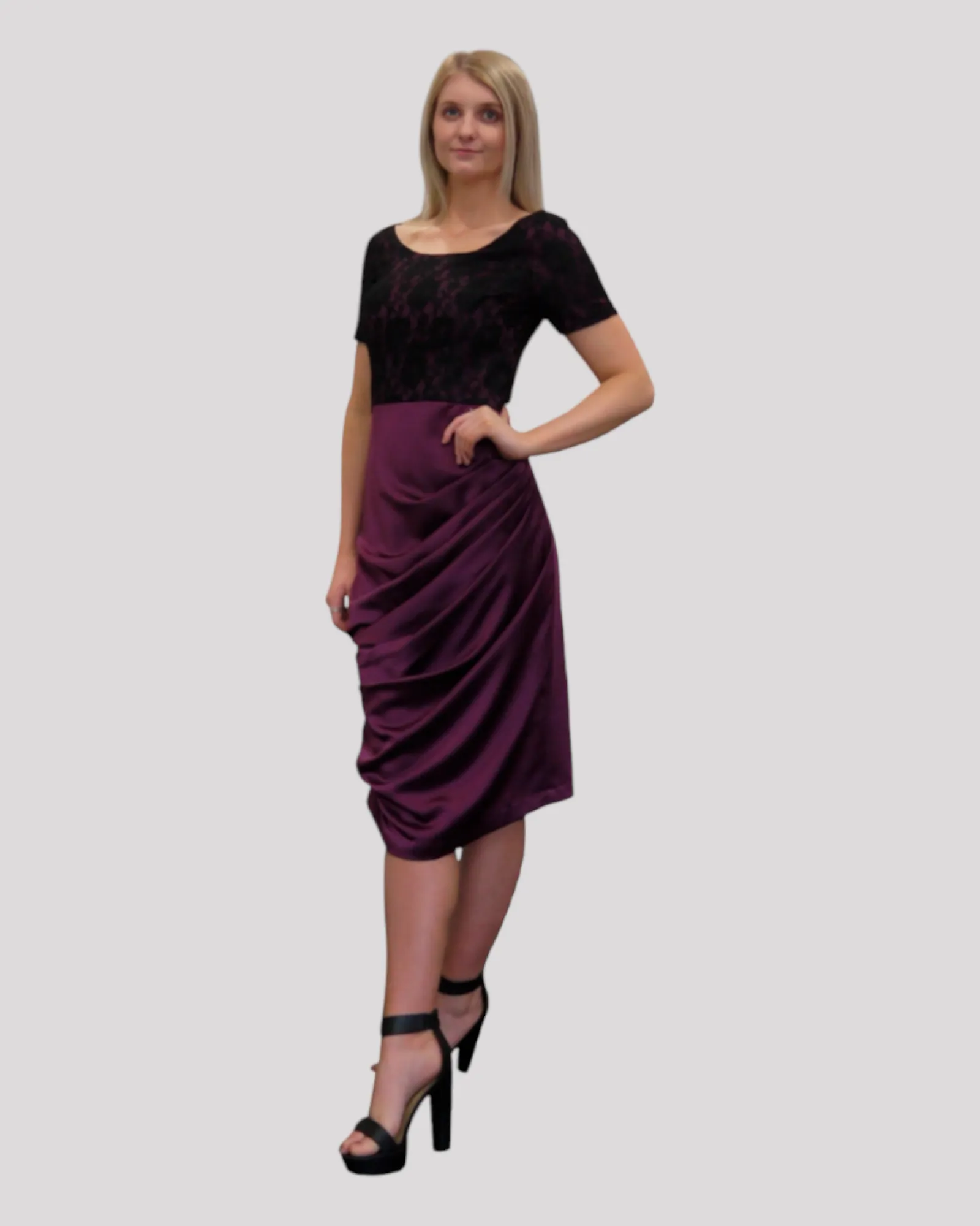 Cathy Purple and Lace Cocktail Dress