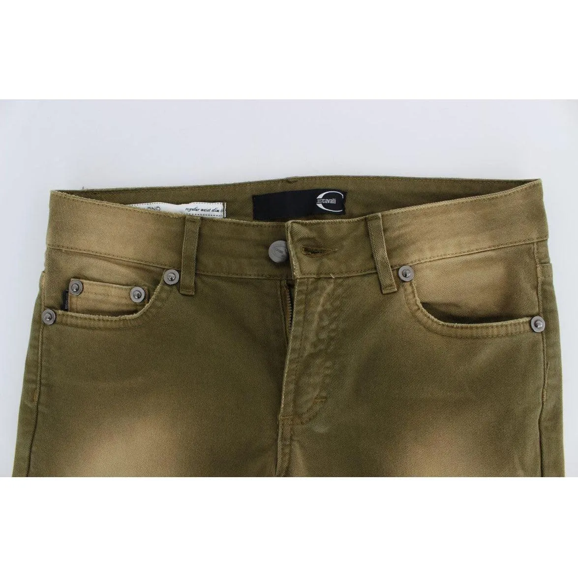 Cavalli Green Slim Fit Cotton Stretch Jeans