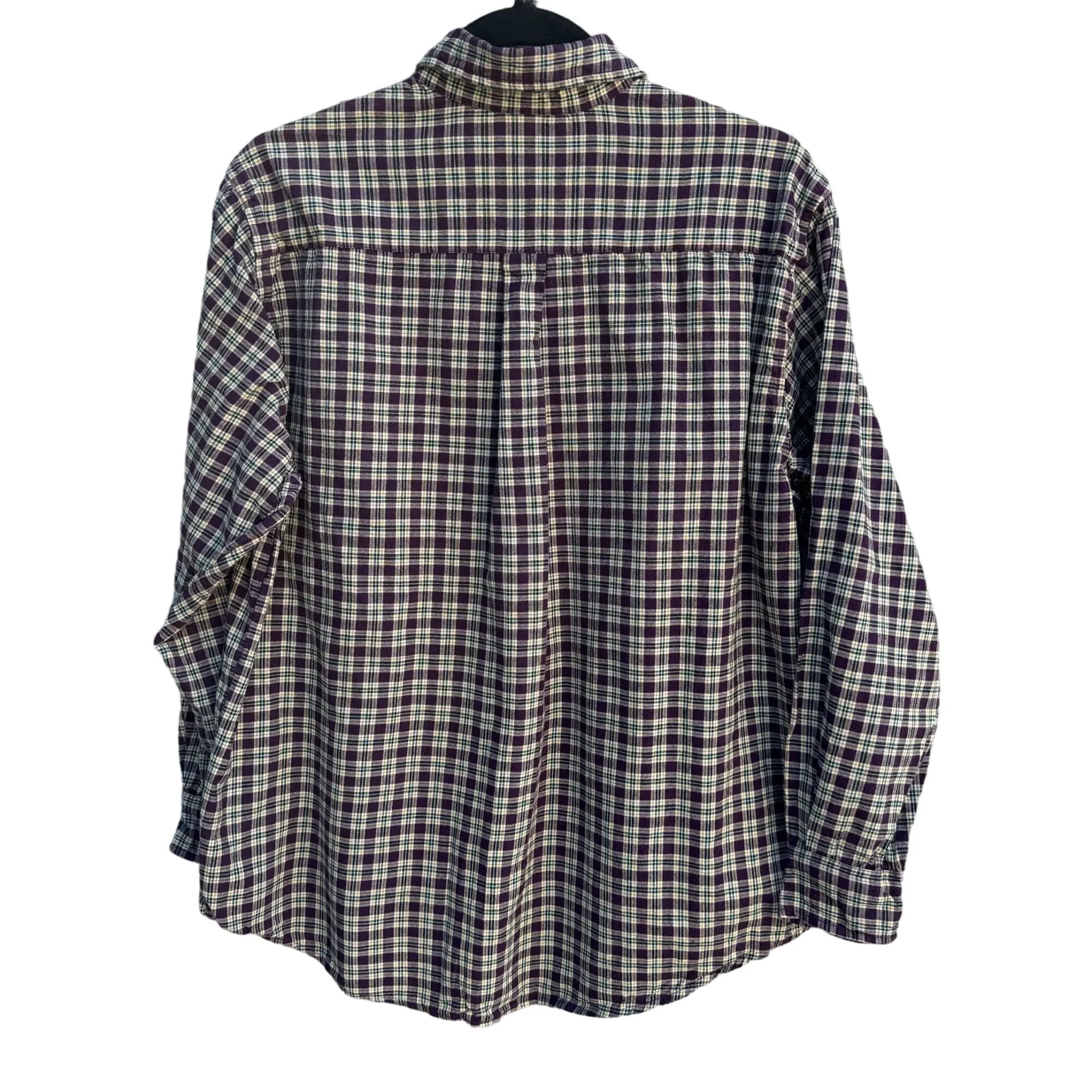 Cherokee Mens Red Green Plaid Long Sleeve Outdoor Casual Button-Up Cotton Shirt