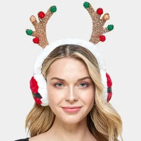 Christmas Reindeer Holiday Earmuffs