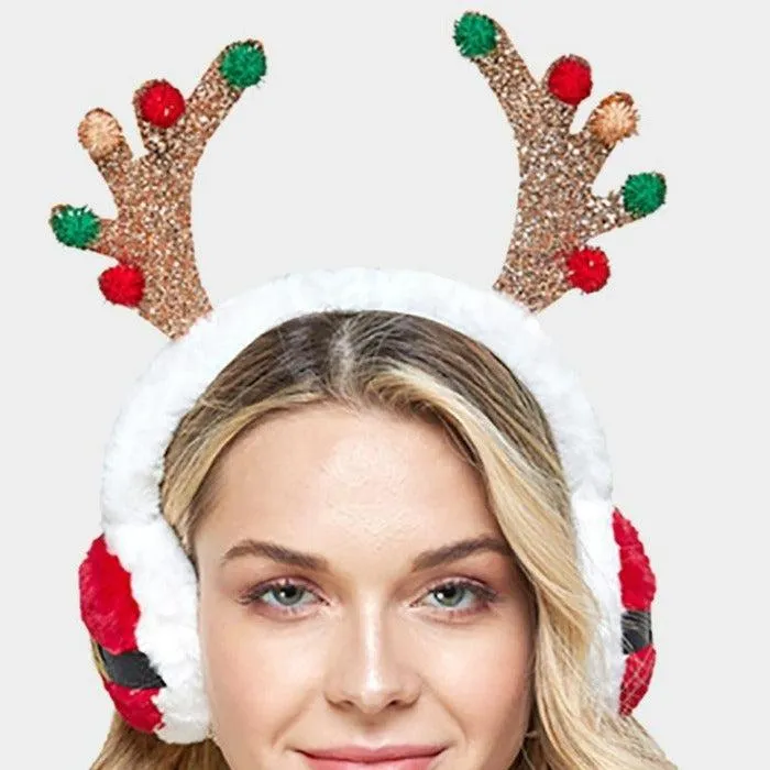 Christmas Reindeer Holiday Earmuffs