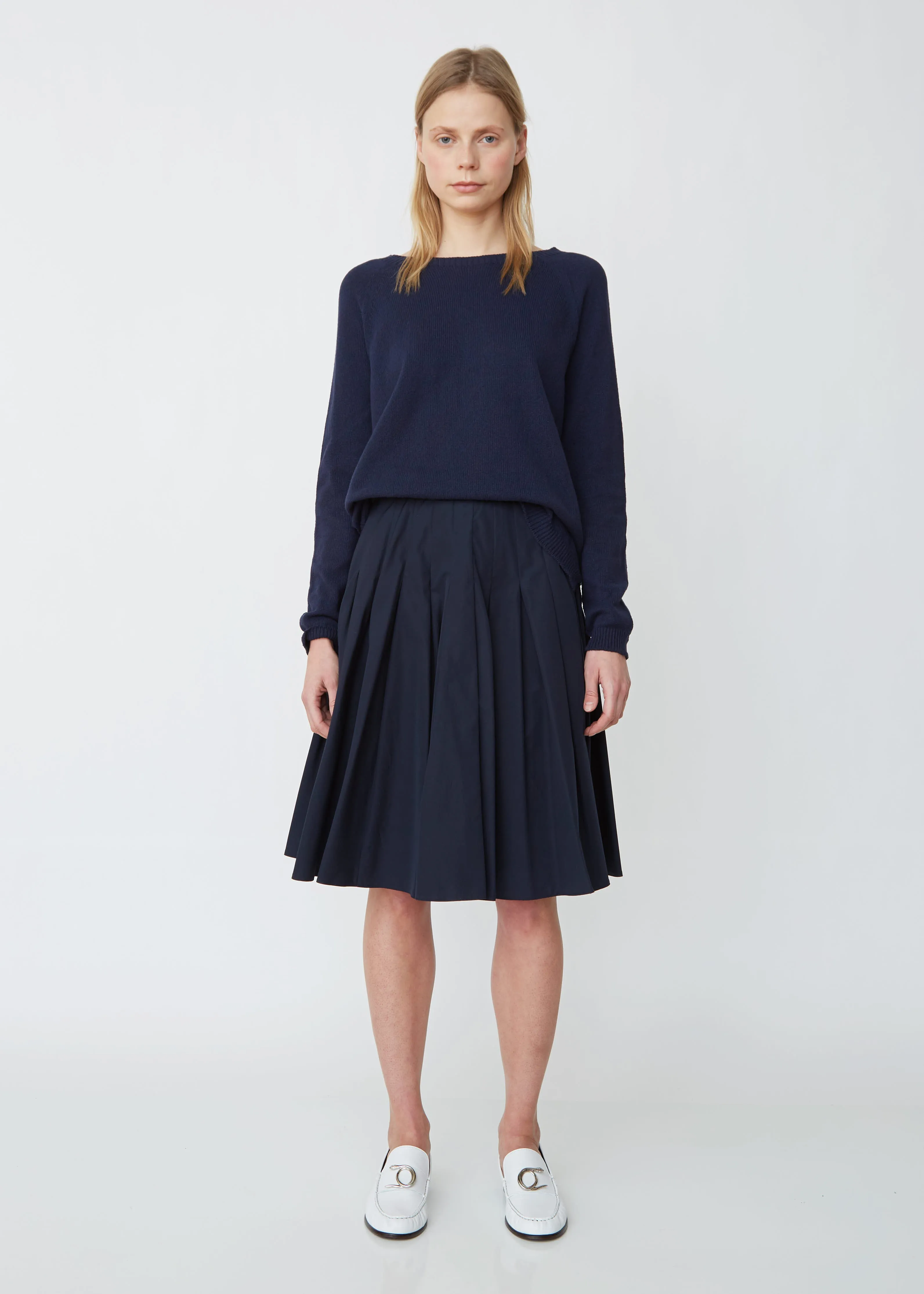 Classic Pleated Cotton Poplin Skirt