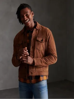 Classic Tawny Brown Suede Leather Jacket for Men