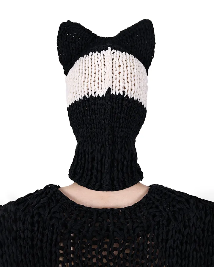 Colorblock Cat Ear Knitted Balaclava