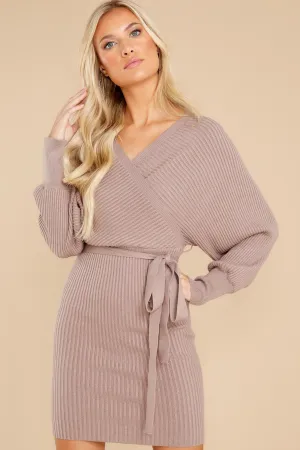 Continuous Bliss Taupe Sweater Dress