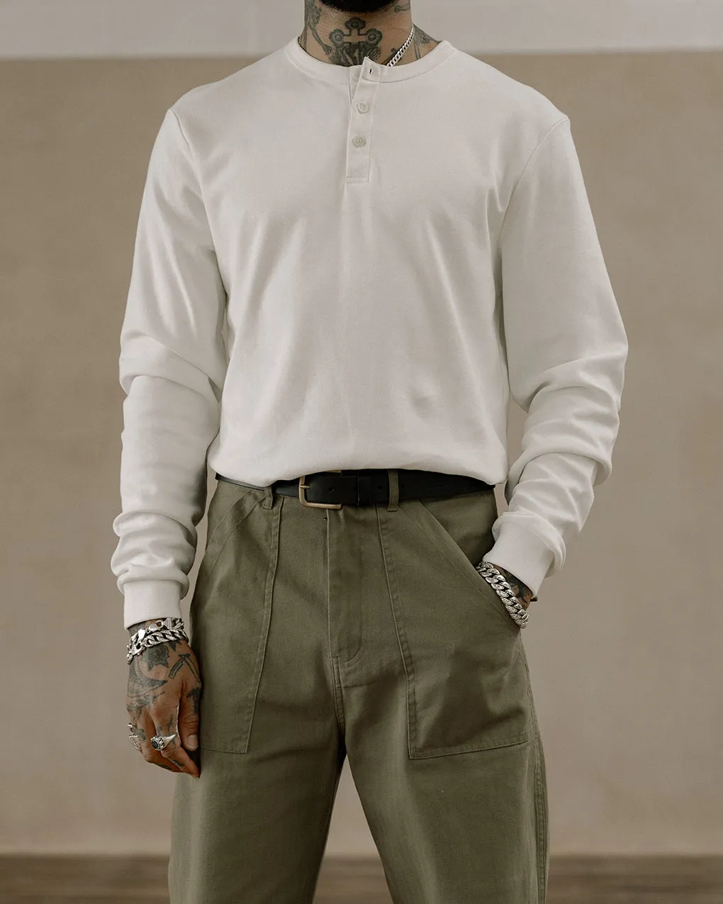 Crafted Heavyweight Henley - Off White