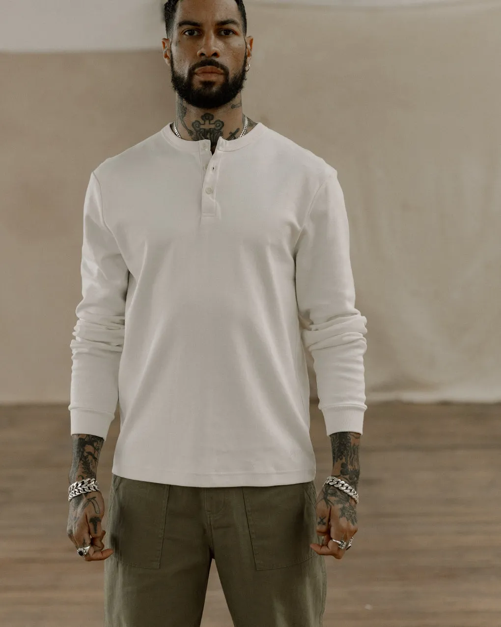 Crafted Heavyweight Henley - Off White