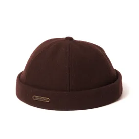 Crown Cap 1-011F Melton Wool Beanie Cap - Brown