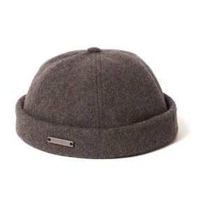 Crown Cap 1-011F Melton Wool Beanie Cap - Charcoal