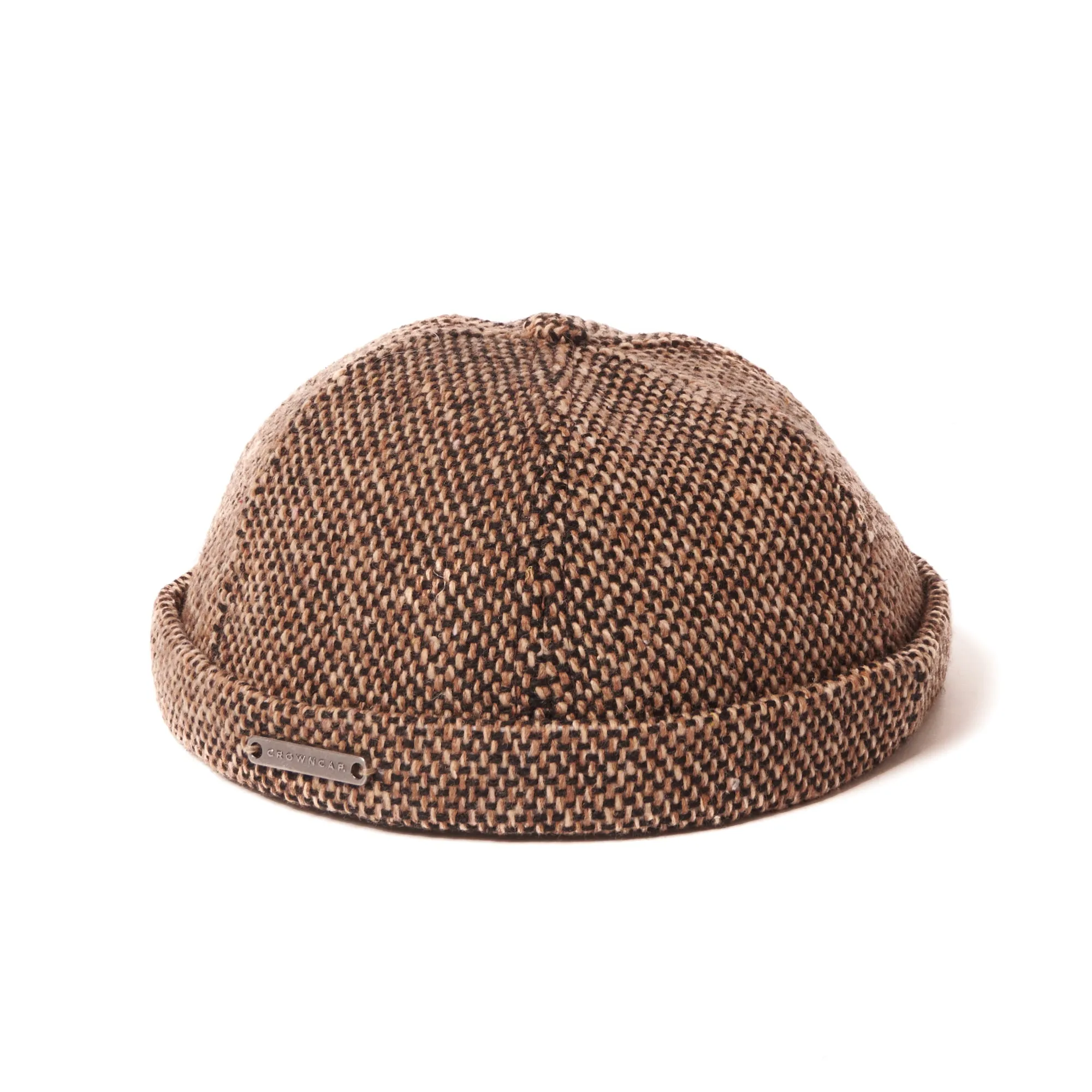 Crown Cap 1-011FP Wool Blend Donegal Beanie Cap - Brown Salt & Pepper