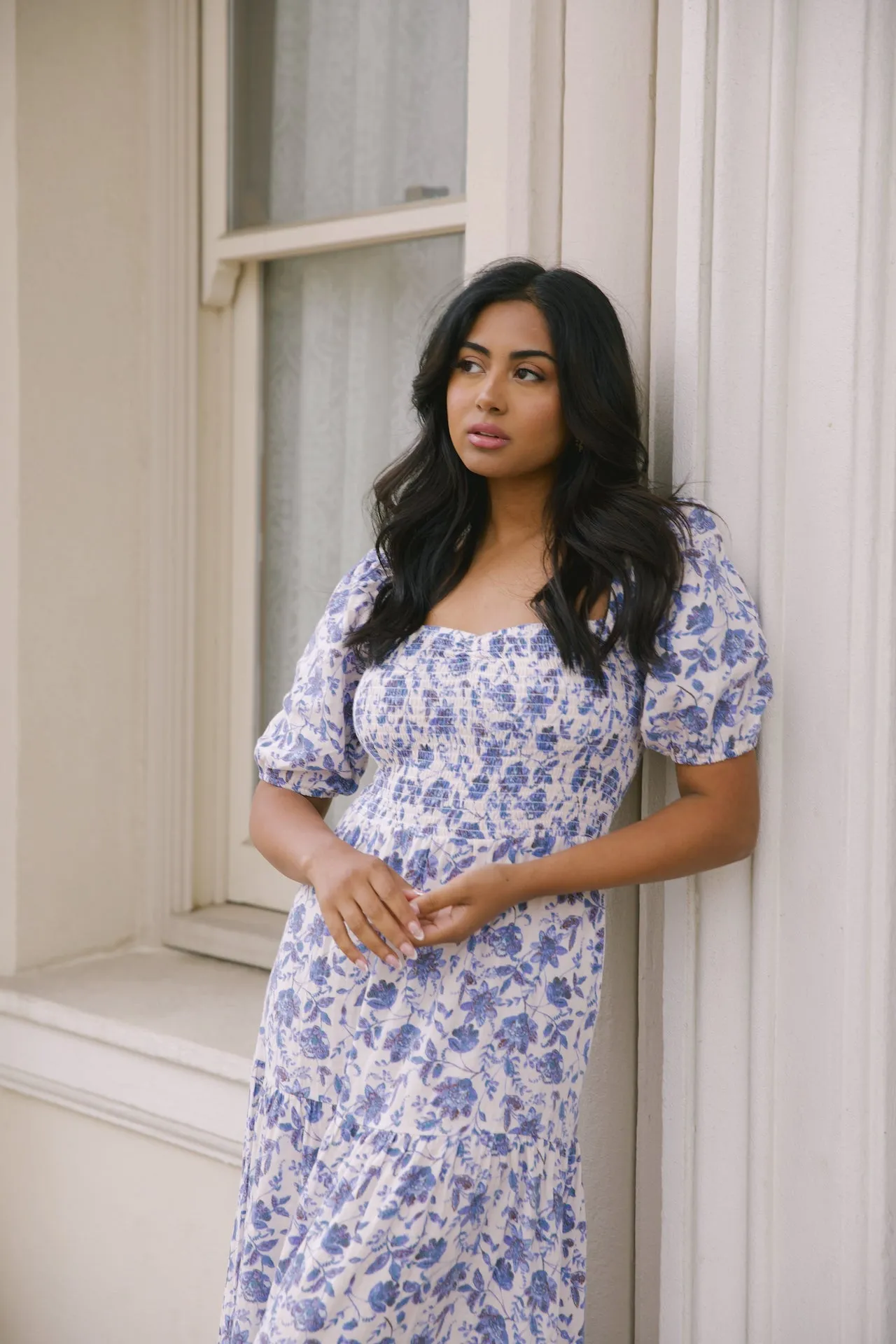 Daria Blue and White Floral Dress