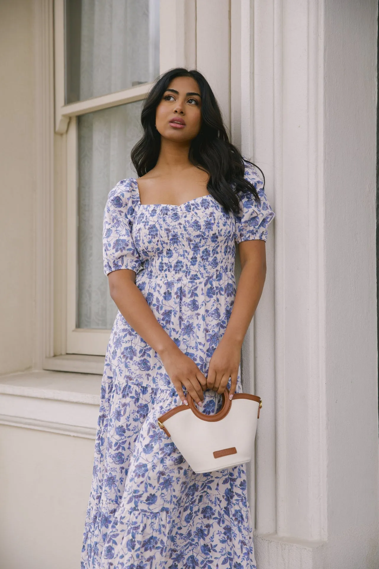 Daria Blue and White Floral Dress