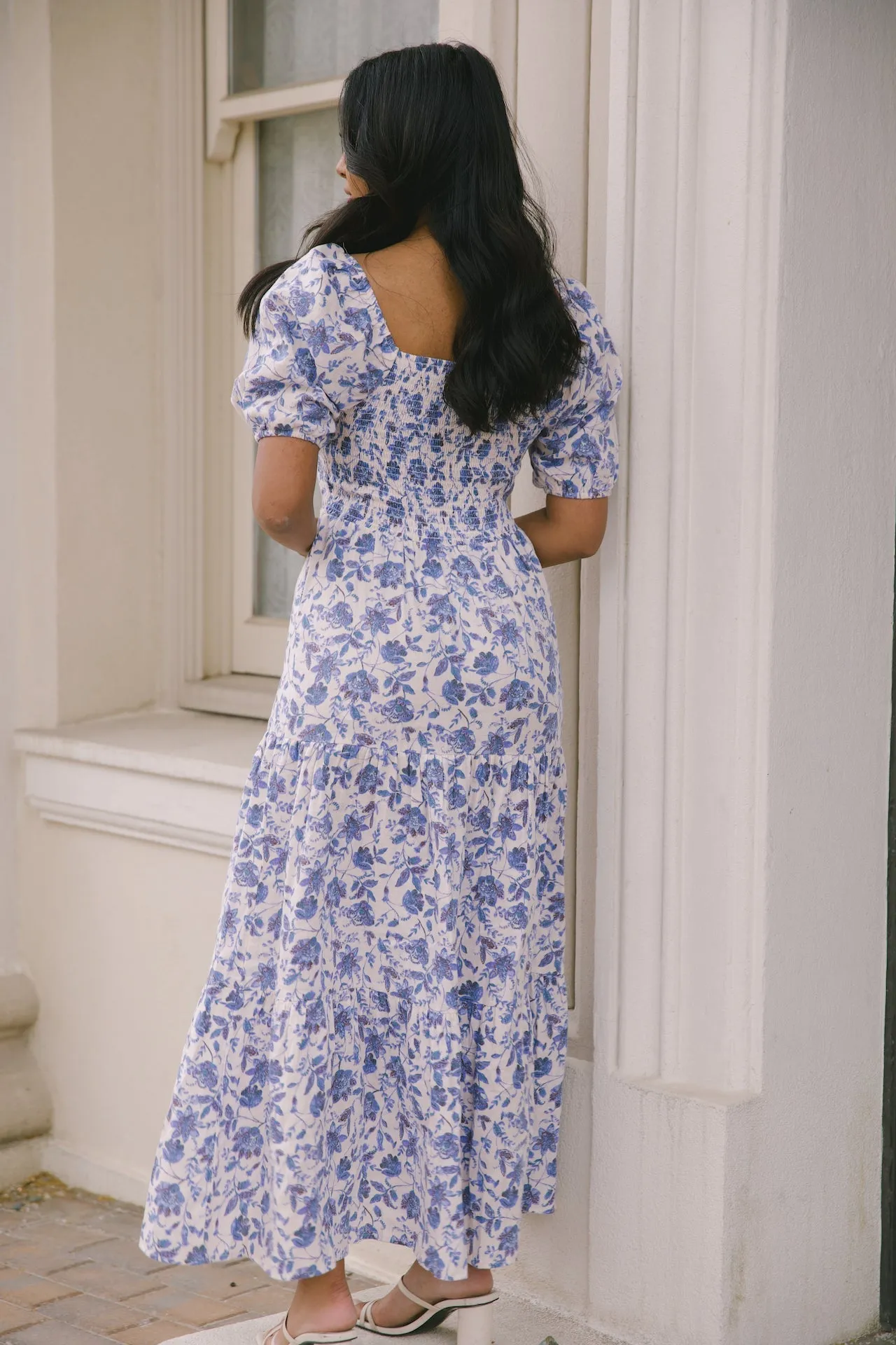 Daria Blue and White Floral Dress