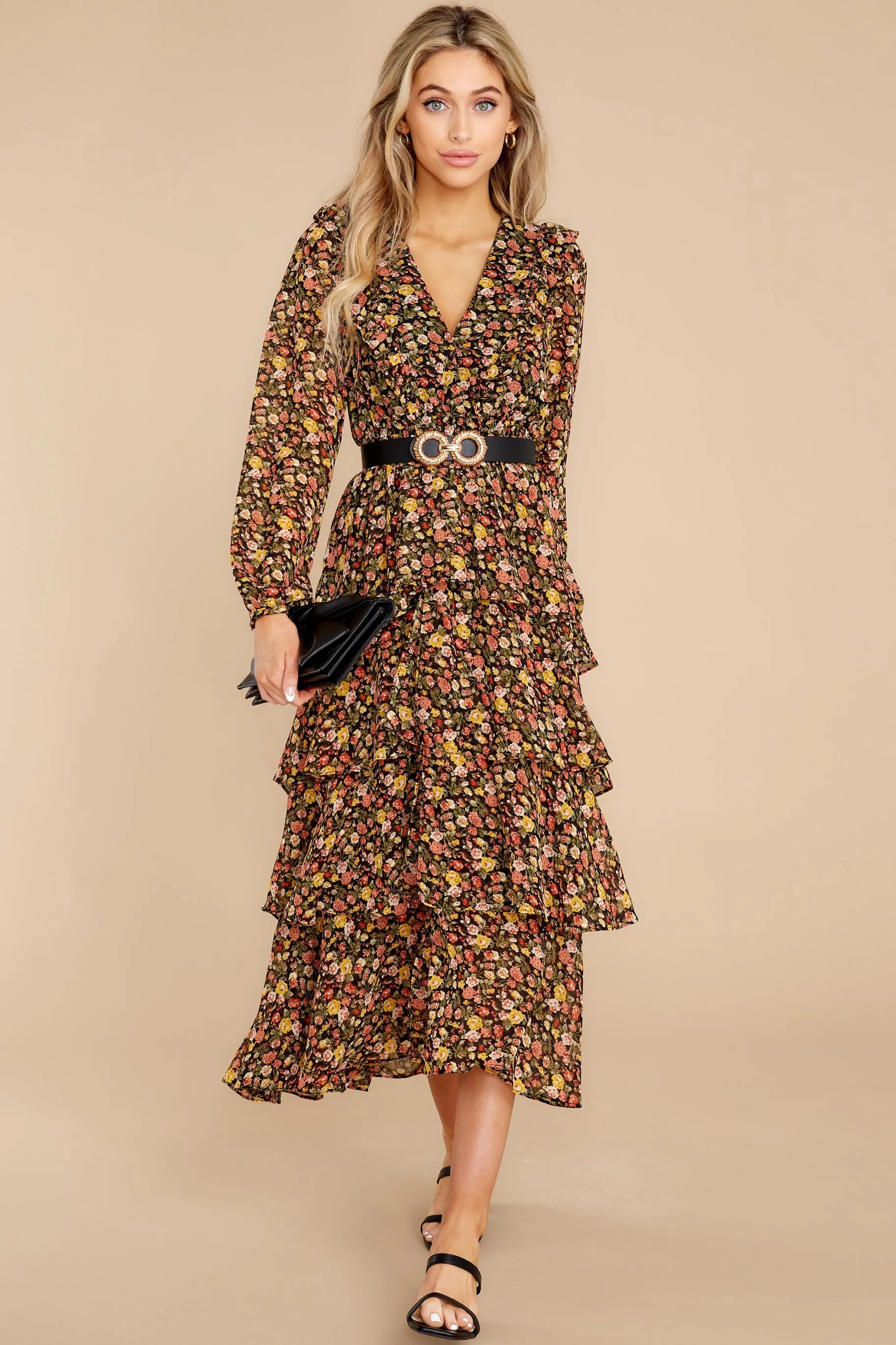 Delightful Moments Black Floral Print Maxi Dress