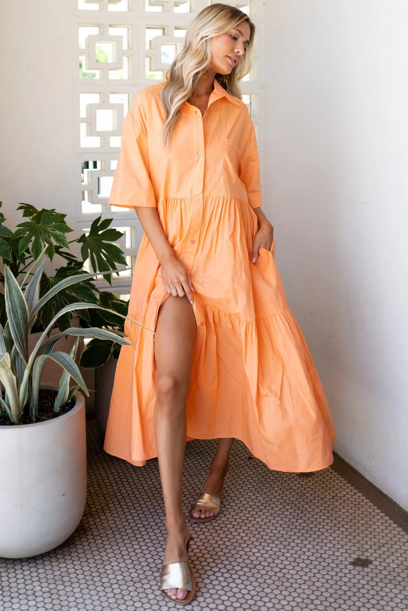 Designed To Unwind Orange Cotton Maxi Dress