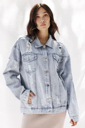 Distressed denim jacket