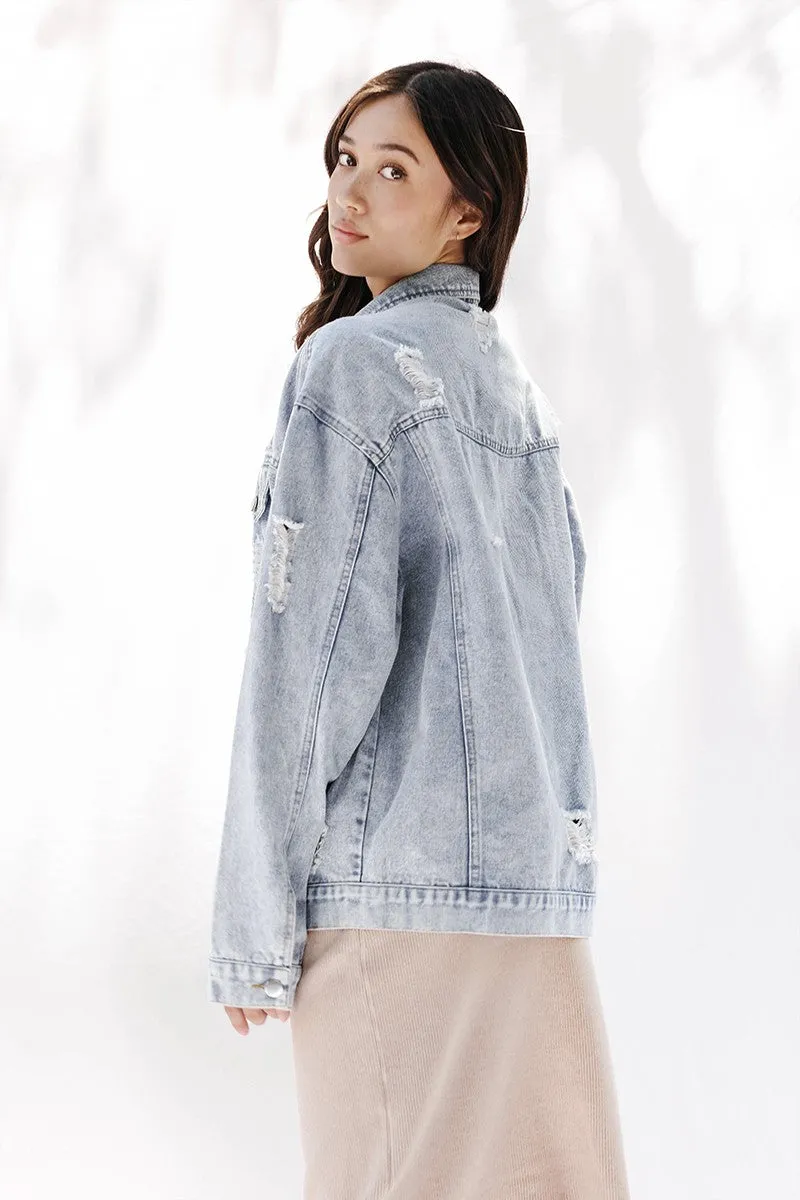 Distressed denim jacket