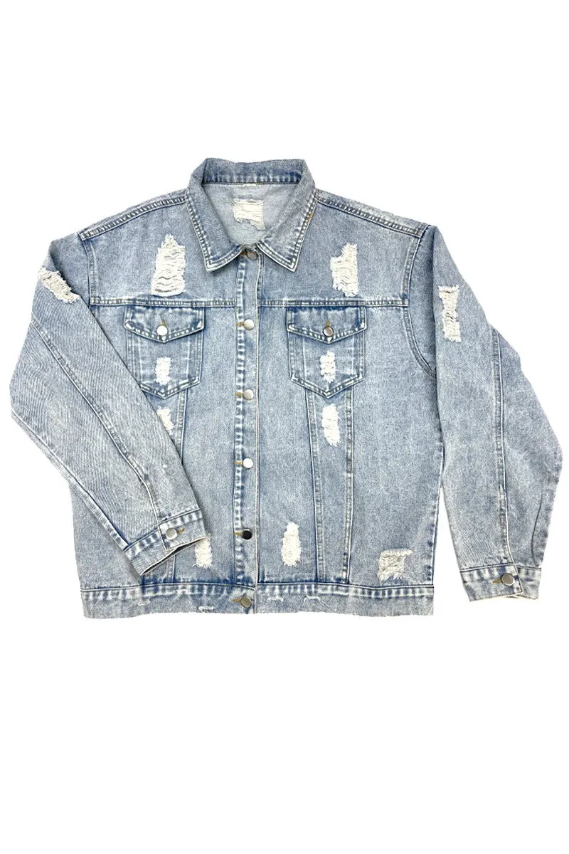 Distressed denim jacket