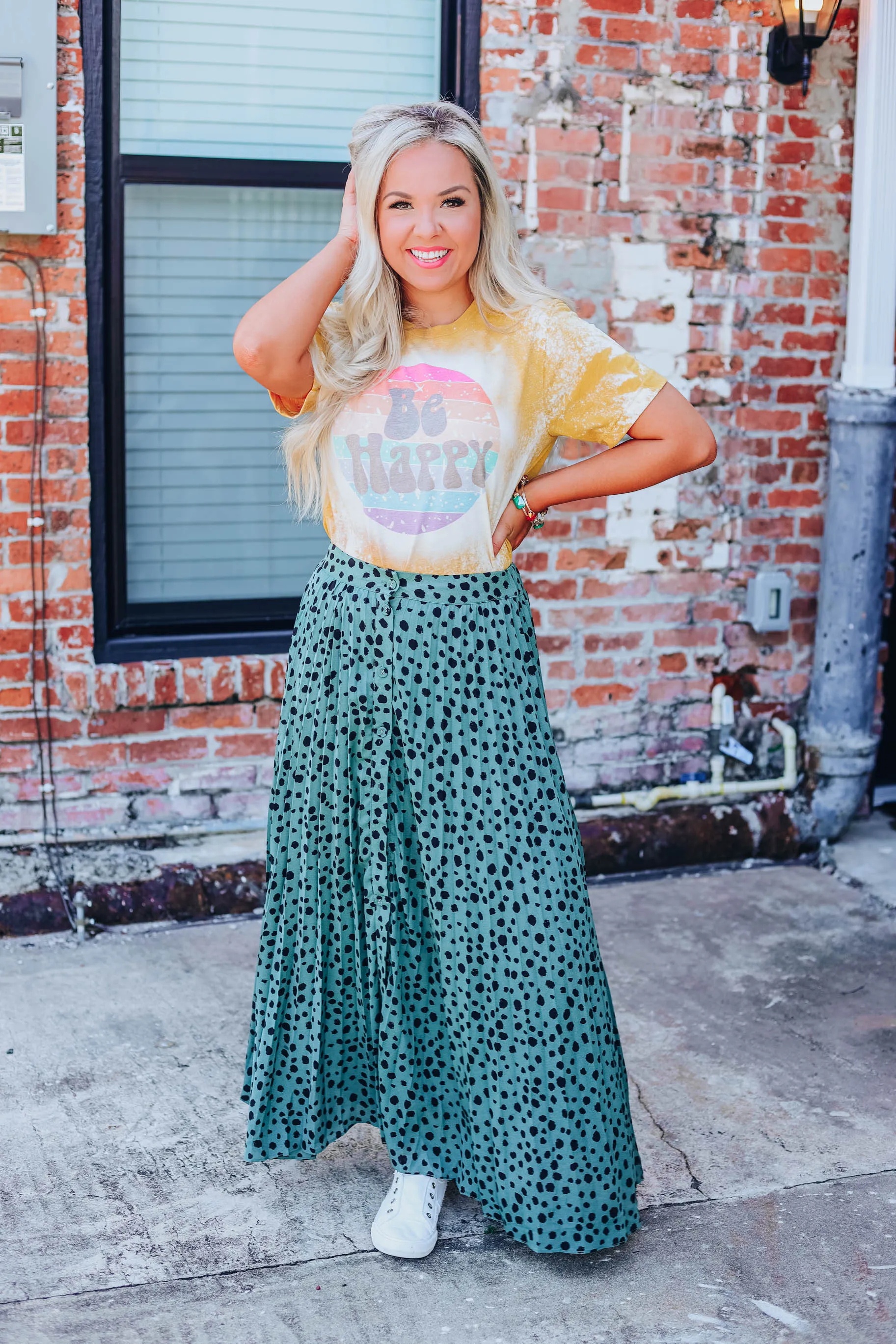 Dixie Polka Dot Maxi Skirt - Green