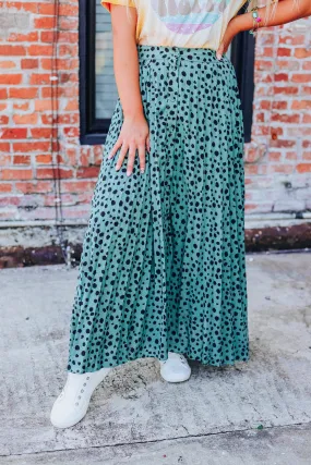 Dixie Polka Dot Maxi Skirt - Green