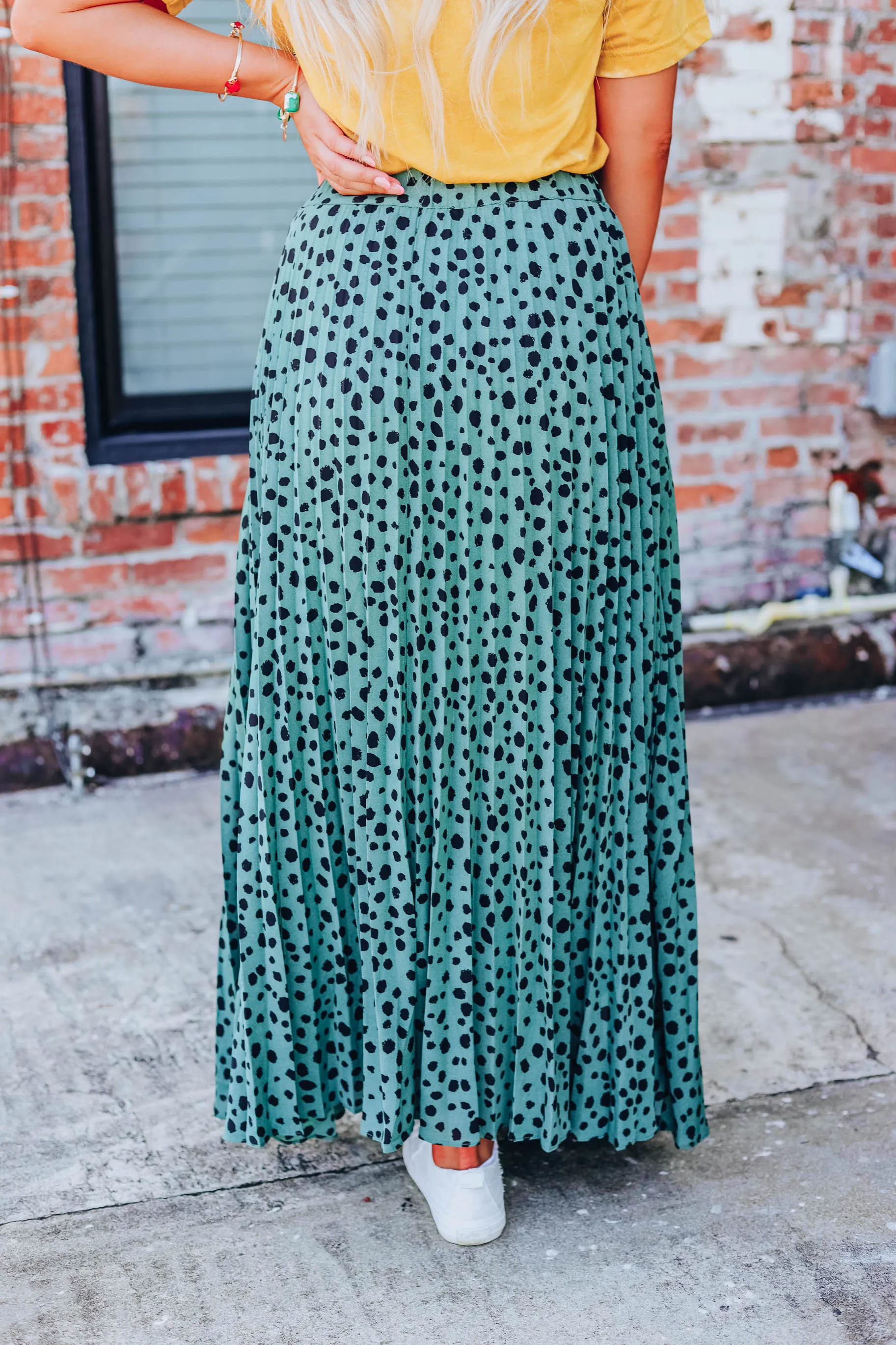 Dixie Polka Dot Maxi Skirt - Green