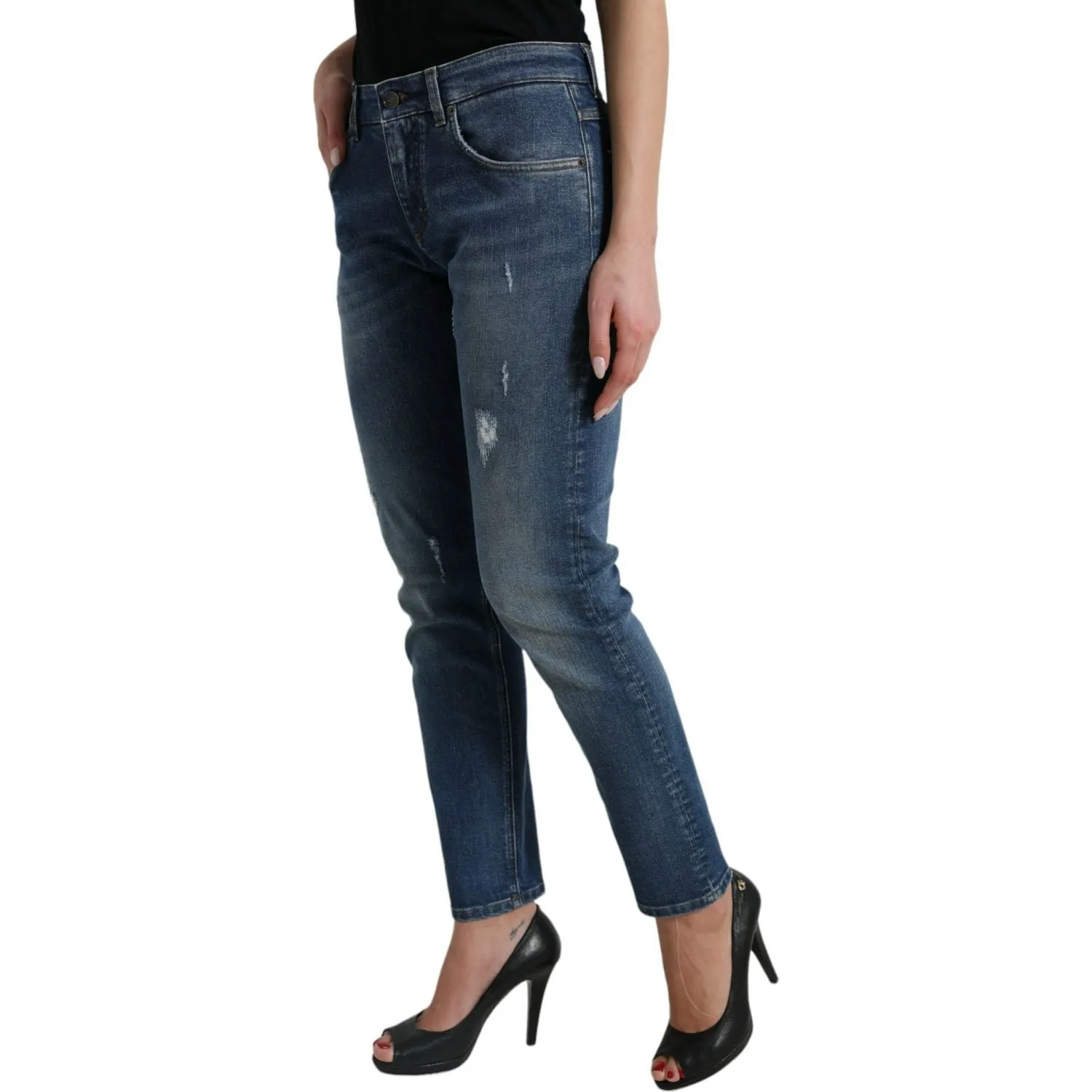 Dolce & Gabbana Chic Boyfriend Mid-Waist Stretch Jeans