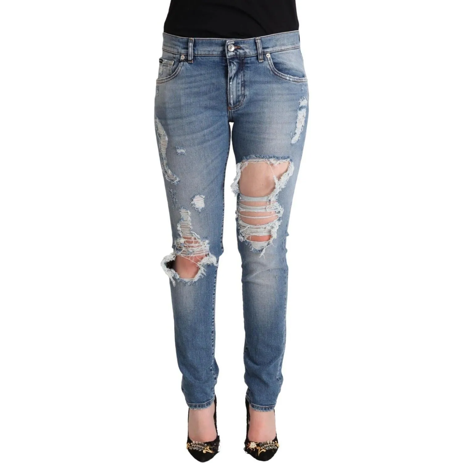 Dolce & Gabbana Chic Distressed Denim Skinny Jeans