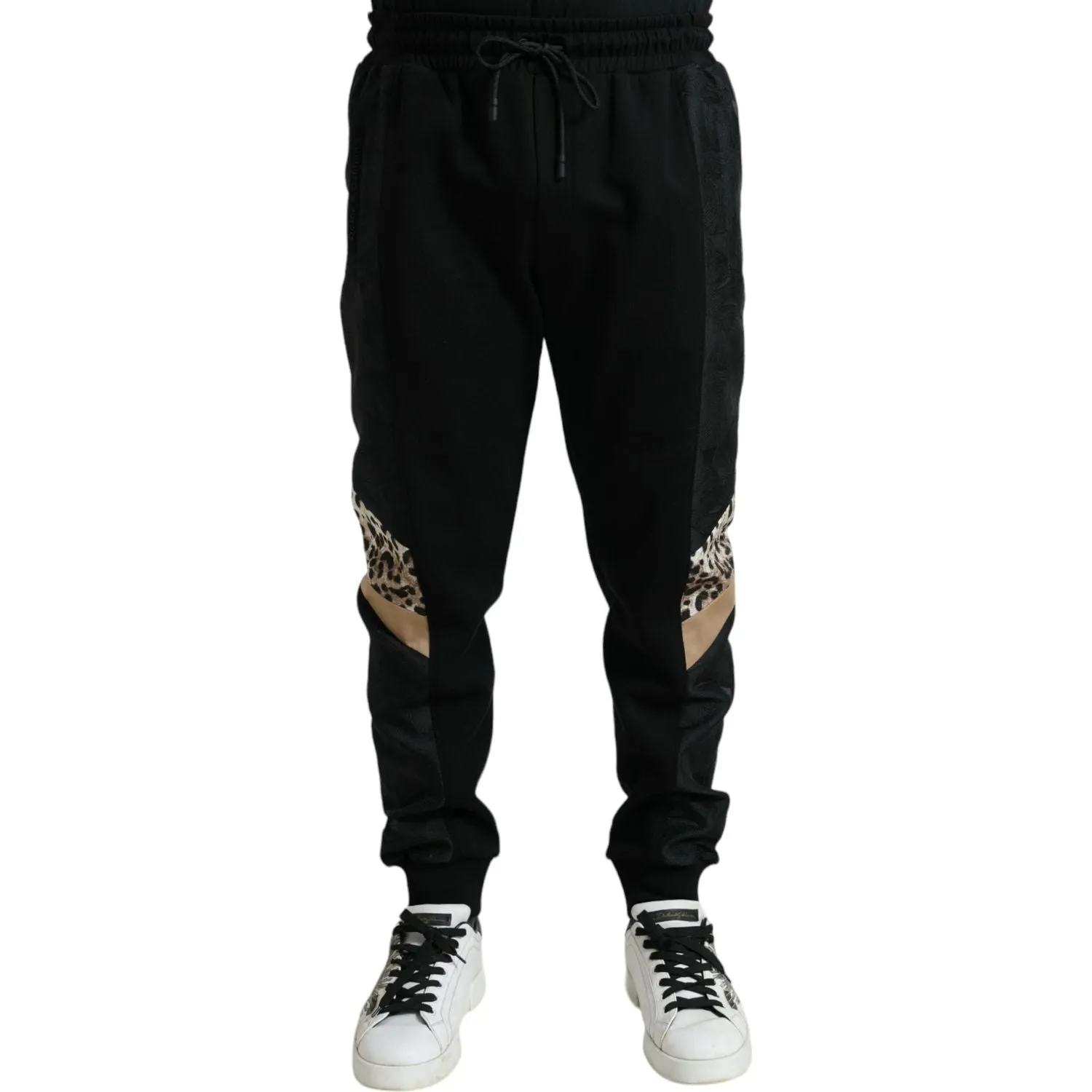 Dolce & Gabbana Elegant Black Leopard Jogger Pants