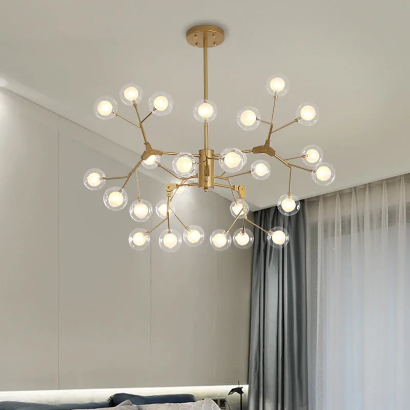 Double-Layer Glass Bubble Ball LED Pendant Light - Minimalist White Chandelier Lighting