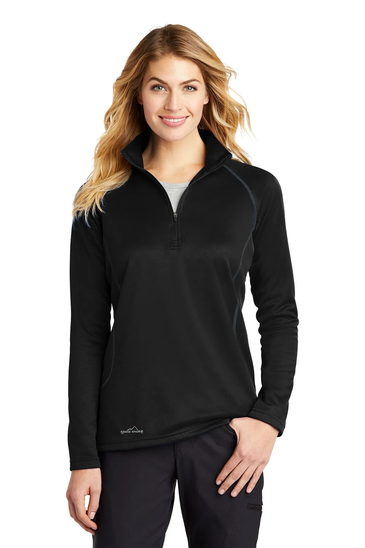 Eddie Bauer Ladies Custom Half-Zip Layer Fleece Jackets, Black