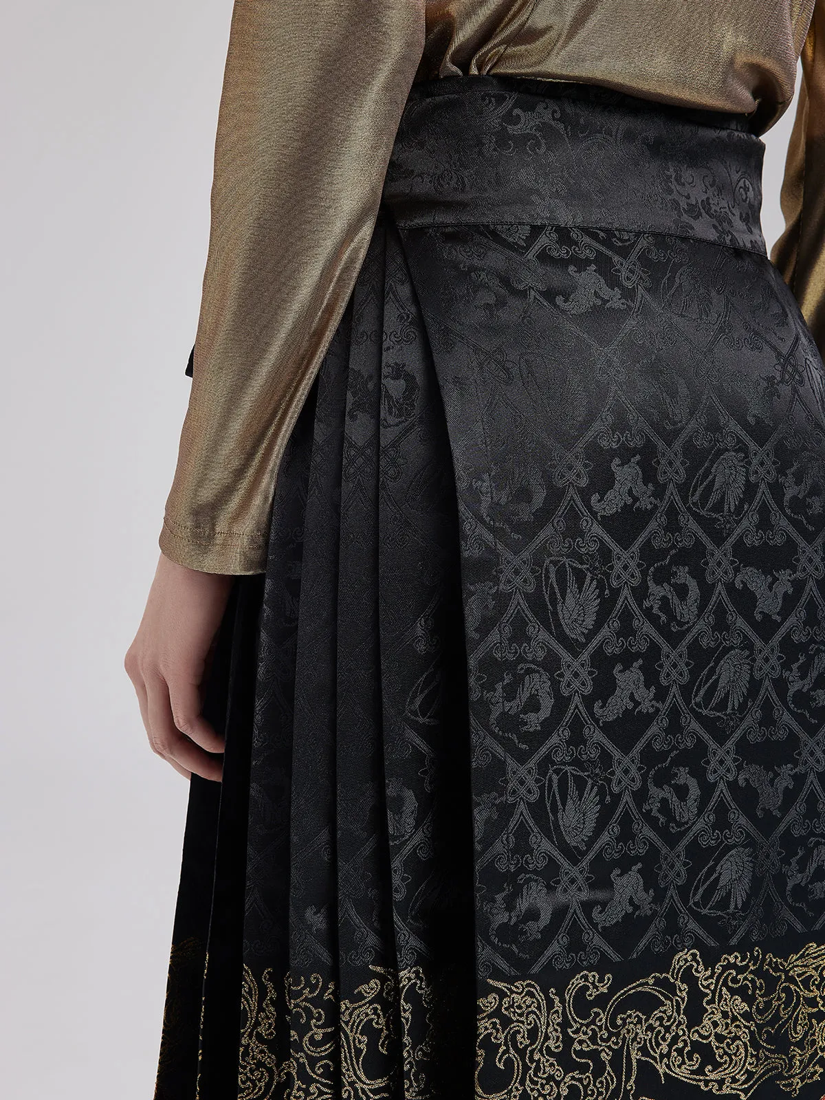 Elegant Chinese Style Pleated Skirt