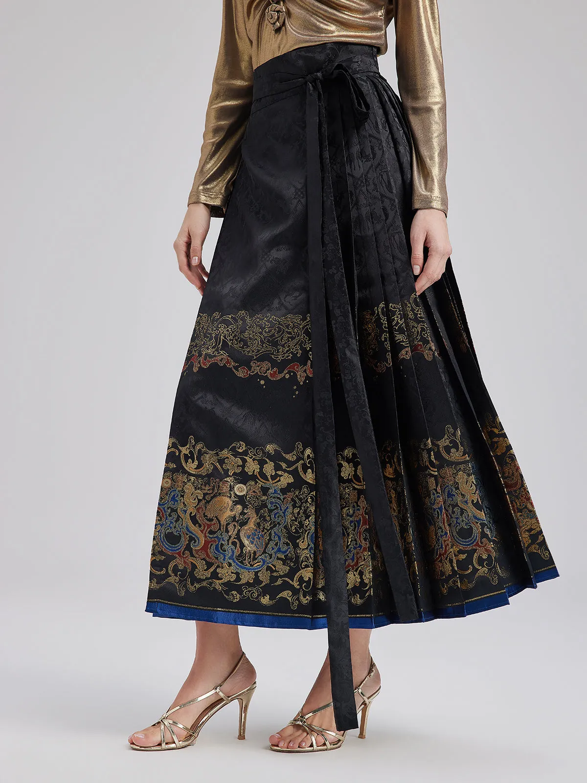 Elegant Chinese Style Pleated Skirt