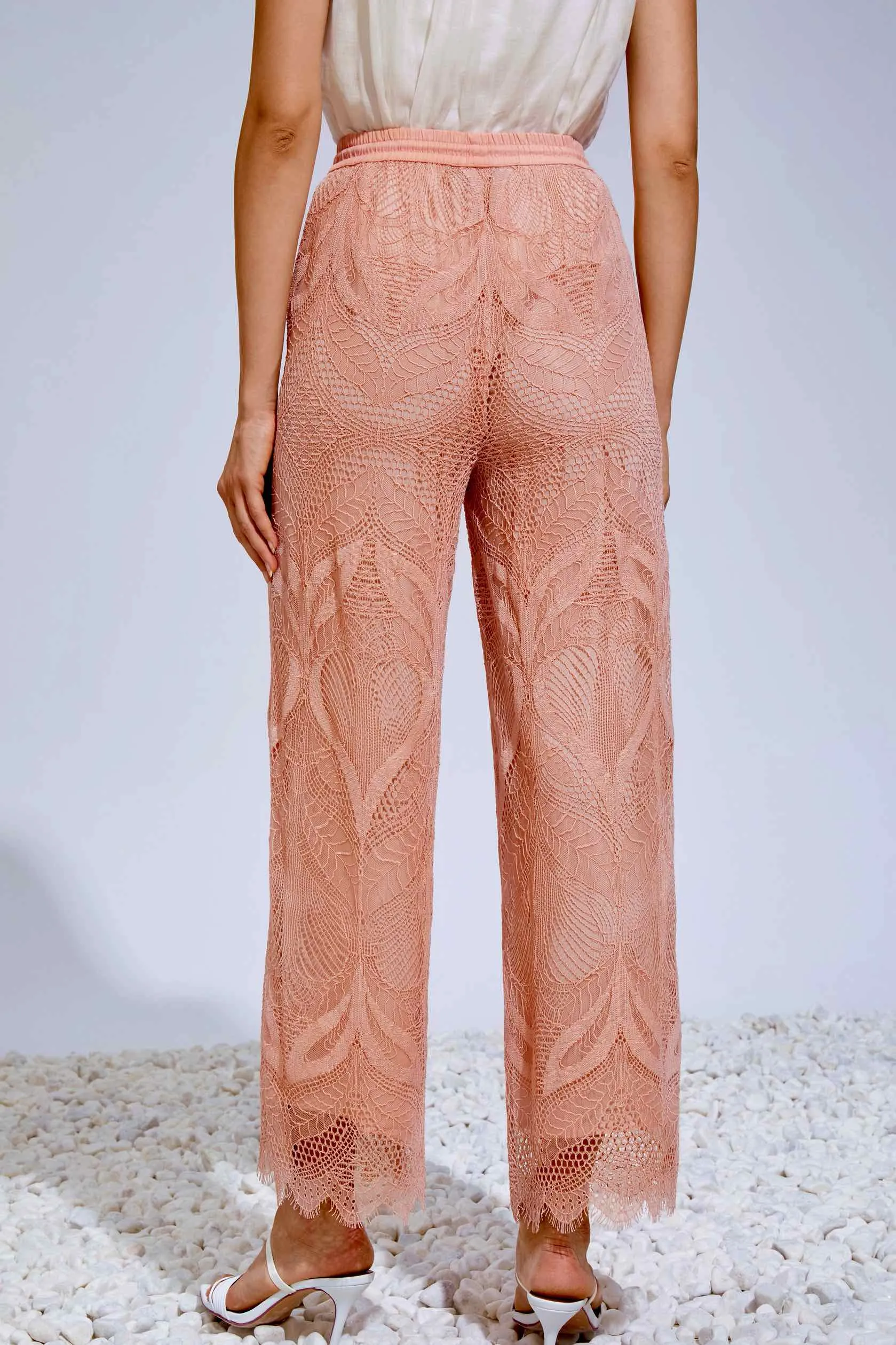 Ella Lace Pants - Salmon Pink