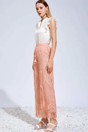 Ella Lace Pants - Salmon Pink