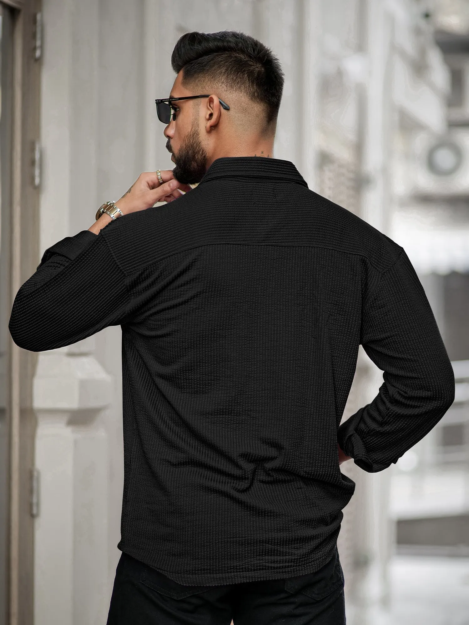 Elliot Cargo Knit Black Lycra Shirt