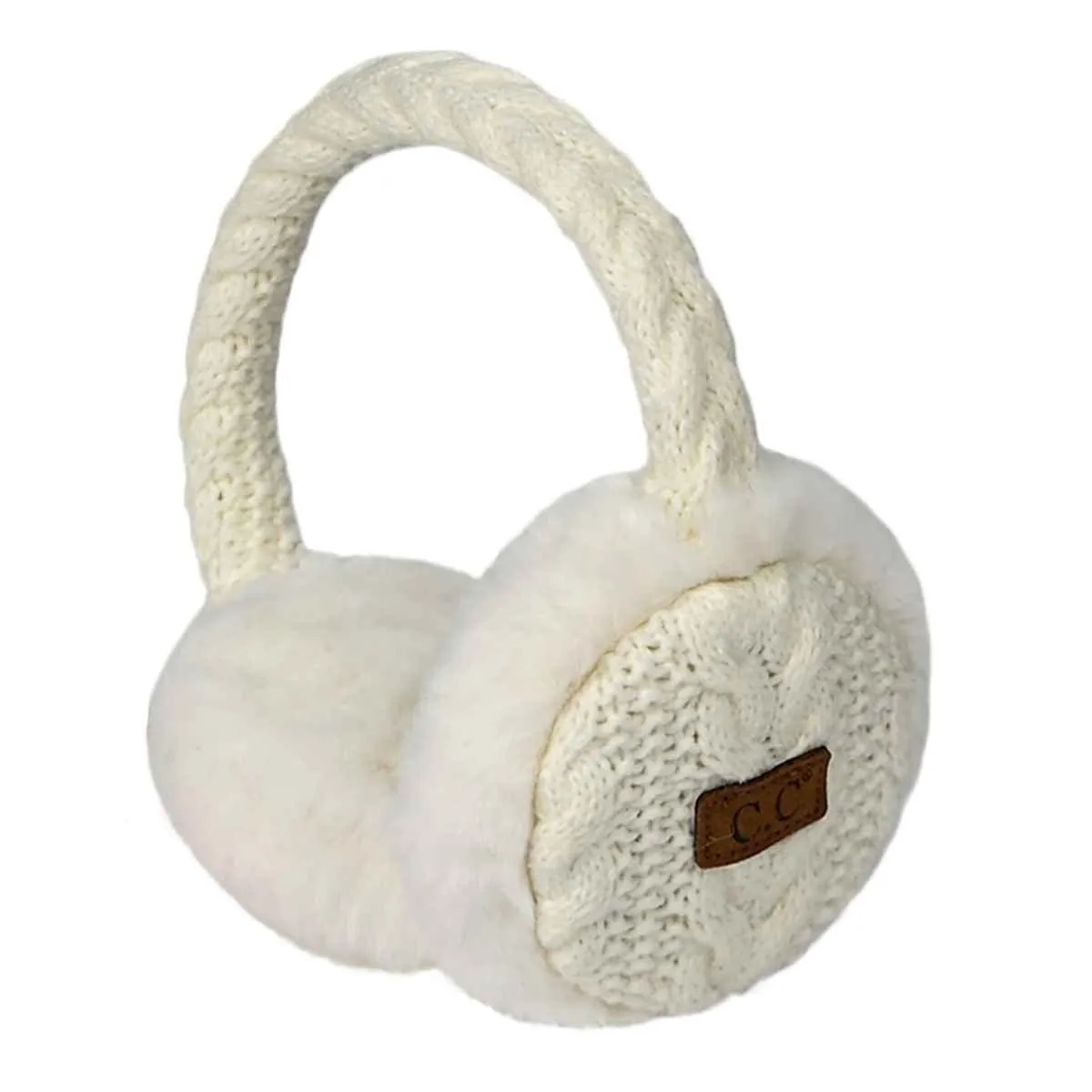 EM3661 Cable Knit Furry Earmuffs