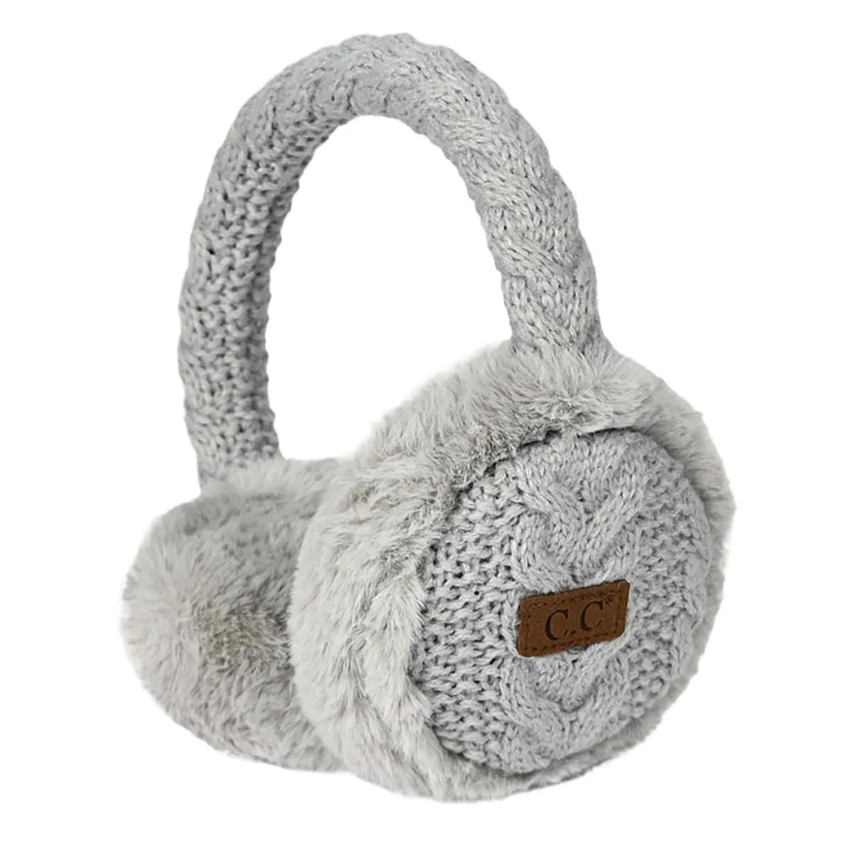 EM3661 Cable Knit Furry Earmuffs