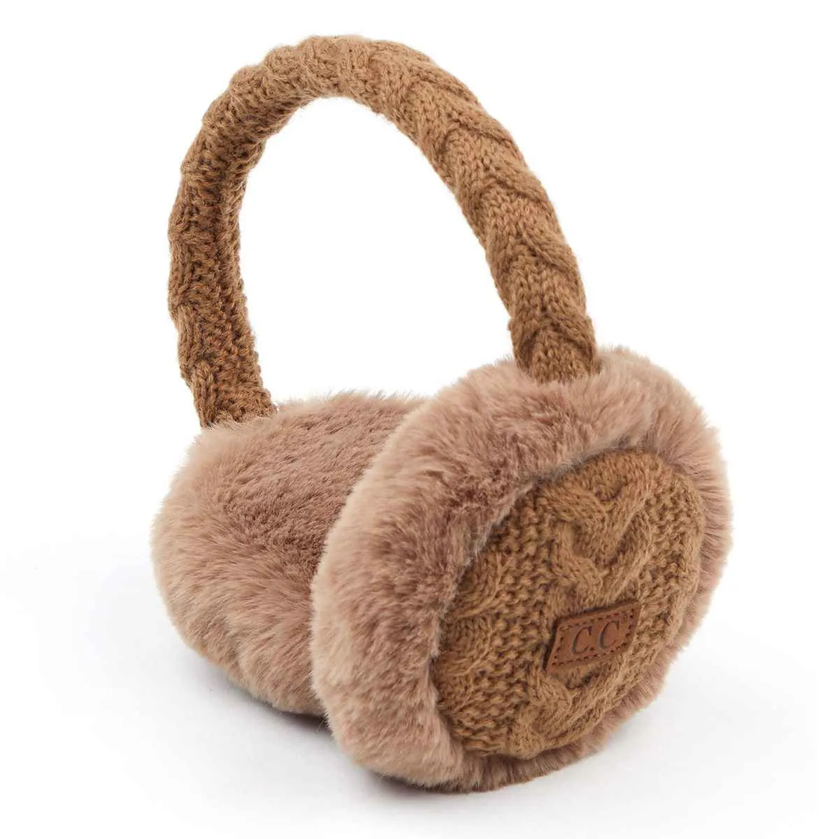 EM3661 Cable Knit Furry Earmuffs